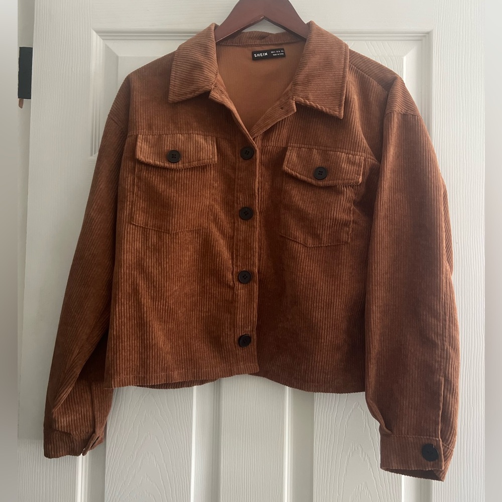 SHEIN Brown Corduroy Utility Jacket
